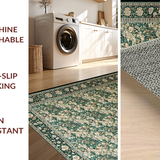 Ultra Soft Area Rug, Non Slip, Stain Resistant, Washable Area Rugs for Living Room, Bedroom, Serene Floral Arrangement in Green(Green)