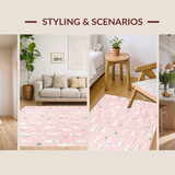 Ultra Soft Area Rug, Non Slip, Stain Resistant, Washable Area Rugs for Living Room, Bedroom, Playful Pink and Yellow Patterns(Pink)