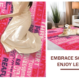 Ultra Soft Area Rug, Non Slip, Stain Resistant, Washable Area Rugs for Living Room, Bedroom, Bold Whimsical Script Design(Pink)
