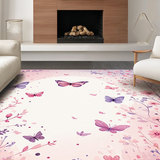 Ultra Soft Area Rug, Non Slip, Stain Resistant, Washable Area Rugs for Living Room, Bedroom, Charming Whimsical Butterfly Motif(Pink)