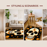 Ultra Soft Area Rug, Non Slip, Stain Resistant, Washable Area Rugs for Living Room, Bedroom, Cultural Ethnic Circle Design(Orange)