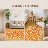 Ultra Soft Area Rug, Non Slip, Stain Resistant, Washable Area Rugs for Living Room, Bedroom, Vibrant Floral Daisy Motif(Orange)