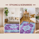 Ultra Soft Area Rug, Non Slip, Stain Resistant, Washable Area Rugs for Living Room, Bedroom, Transitional Earth Tone Composition(Purple)