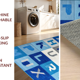 Ultra Soft Area Rug, Non Slip, Stain Resistant, Washable Area Rugs for Living Room, Bedroom, Contemporary Soft-Hued Round Pattern(Blue)