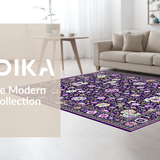 Ultra Soft Area Rug, Non Slip, Stain Resistant, Washable Area Rugs for Living Room, Bedroom, Vibrant Abstract Organic Flow(Purple)