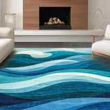 Ultra Soft Area Rug, Non Slip, Stain Resistant, Washable Area Rugs for Living Room, Bedroom, Serene Aqua Fluid Aesthetic(Blue)