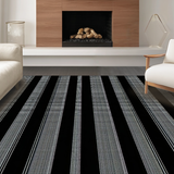 Ultra Soft Area Rug, Non Slip, Stain Resistant, Washable Area Rugs for Living Room, Bedroom, Sophisticated Striped Coastal Appeal(Black)