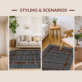Ultra Soft Area Rug, Non Slip, Stain Resistant, Washable Area Rugs for Living Room, Bedroom, Chic Tiled Patterned Minimalism(Black)