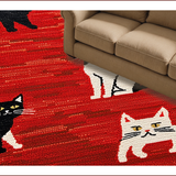 Ultra Soft Area Rug, Non Slip, Stain Resistant, Washable Area Rugs for Living Room, Bedroom, Funny Western Cat-Themed Bedroom Decor Non-Slip Floor Mat(Red)