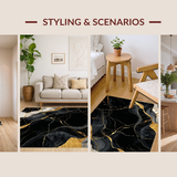 Ultra Soft Area Rug, Non Slip, Stain Resistant, Washable Area Rugs for Living Room, Bedroom, Modern Chic Abstract Elements(Black)
