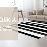 Ultra Soft Area Rug, Non Slip, Stain Resistant, Washable Area Rugs for Living Room, Bedroom, Stylish Modern Geometric Lines(Black)