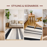 Ultra Soft Area Rug, Non Slip, Stain Resistant, Washable Area Rugs for Living Room, Bedroom, Vibrant Organic Striped Design(Gray)