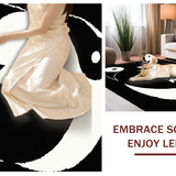 Ultra Soft Area Rug, Non Slip, Stain Resistant, Washable Area Rugs for Living Room, Bedroom, Artistic Yin Yang Cat Fusion(Black)