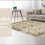 Ultra Soft Area Rug, Non Slip, Stain Resistant, Washable Area Rugs for Living Room, Bedroom, Chic Earthy Toned Botanical Motif(Beige)