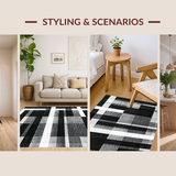 Ultra Soft Area Rug, Non Slip, Stain Resistant, Washable Area Rugs for Living Room, Bedroom, Contemporary Contrast Stripe Featuring Bold Black And White Banding(Black)