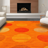 Ultra Soft Area Rug, Non Slip, Stain Resistant, Washable Area Rugs for Living Room, Bedroom, Dynamic Circular Playful Motif(Orange)
