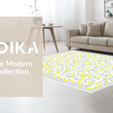 Ultra Soft Area Rug, Non Slip, Stain Resistant, Washable Area Rugs for Living Room, Bedroom, Elegant White Floral Harmony(Yellow)