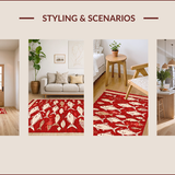 Ultra Soft Area Rug, Non Slip, Stain Resistant, Washable Area Rugs for Living Room, Bedroom, Rustic Nautical Charm Pattern(Red)