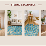 Ultra Soft Area Rug, Non Slip, Stain Resistant, Washable Area Rugs for Living Room, Bedroom, Rustic Spice Tiled Arrangement(Blue)
