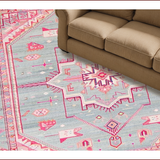 Ultra Soft Area Rug, Non Slip, Stain Resistant, Washable Area Rugs for Living Room, Bedroom, Vibrant Pink Geometric Accents(Pink)