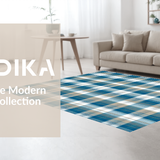 Ultra Soft Area Rug, Non Slip, Stain Resistant, Washable Area Rugs for Living Room, Bedroom, Soft Blue Plaid Visual Harmony(Blue)