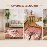 Ultra Soft Area Rug, Non Slip, Stain Resistant, Washable Area Rugs for Living Room, Bedroom, Contemporary Lush Floral Aesthetic(Pink)