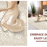 Ultra Soft Area Rug, Non Slip, Stain Resistant, Washable Area Rugs for Living Room, Bedroom, Cozy Textured Cream Accent Piece(Beige)