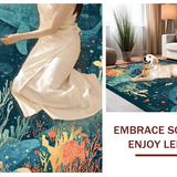 Ultra Soft Area Rug, Non Slip, Stain Resistant, Washable Area Rugs for Living Room, Bedroom, Octopus Fantasy Undersea Adventure Rug Runner Nautical Whale-Inspired Print(Blue)