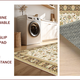 Ultra Soft Area Rug, Non Slip, Stain Resistant, Washable Area Rugs for Living Room, Bedroom, Chic Classic Botanical Motif(Beige)
