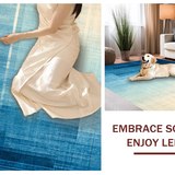 Ultra Soft Area Rug, Non Slip, Stain Resistant, Washable Area Rugs for Living Room, Bedroom, Cerulean Echo Rug, Aqua Haze, Subtle Stripe Floor Art(Blue)
