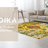 Ultra Soft Area Rug, Non Slip, Stain Resistant, Washable Area Rugs for Living Room, Bedroom, Stylish Warm Color Palette Design(Yellow)