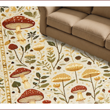 Ultra Soft Area Rug, Non Slip, Stain Resistant, Washable Area Rugs for Living Room, Bedroom, Elegant Earthy Mushroom Motif(Ivory)