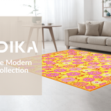 Ultra Soft Area Rug, Non Slip, Stain Resistant, Washable Area Rugs for Living Room, Bedroom, Playful Shaggy Orange Pattern(Yellow)
