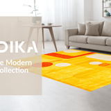 Ultra Soft Area Rug, Non Slip, Stain Resistant, Washable Area Rugs for Living Room, Bedroom, Retro Vibrant Geometric Motif(Yellow)