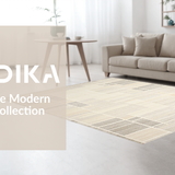 Ultra Soft Area Rug, Non Slip, Stain Resistant, Washable Area Rugs for Living Room, Bedroom, Rustic Textured Symmetrical Lines(Beige)