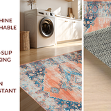 Ultra Soft Area Rug, Non Slip, Stain Resistant, Washable Area Rugs for Living Room, Bedroom, Elegant Vintage Ogee Pattern(Orange)