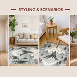 Ultra Soft Area Rug, Non Slip, Stain Resistant, Washable Area Rugs for Living Room, Bedroom, Modern Ethereal Nature Scene(Gray)