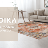 Ultra Soft Area Rug, Non Slip, Stain Resistant, Washable Area Rugs for Living Room, Bedroom, Contemporary Ogee Style Accent(Orange)