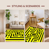 Ultra Soft Area Rug, Non Slip, Stain Resistant, Washable Area Rugs for Living Room, Bedroom, Dynamic Black and White Geometric Illusion(Yellow)