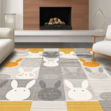 Ultra Soft Area Rug, Non Slip, Stain Resistant, Washable Area Rugs for Living Room, Bedroom, Lively Festive Bunny Pattern(Gray)