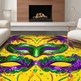 Ultra Soft Area Rug, Non Slip, Stain Resistant, Washable Area Rugs for Living Room, Bedroom, Contemporary Mardi Gras Flair(Yellow)