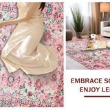 Ultra Soft Area Rug, Non Slip, Stain Resistant, Washable Area Rugs for Living Room, Bedroom, Serene Cottage Chic Design(Pink)