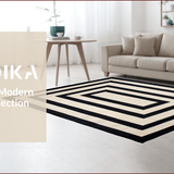 Ultra Soft Area Rug, Non Slip, Stain Resistant, Washable Area Rugs for Living Room, Bedroom, Rustic Neutral Geometric Composition(Black)