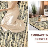 Ultra Soft Area Rug, Non Slip, Stain Resistant, Washable Area Rugs for Living Room, Bedroom, Artistic Retro Note Pattern Design(Black)