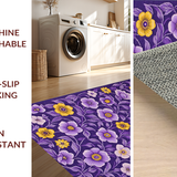 Ultra Soft Area Rug, Non Slip, Stain Resistant, Washable Area Rugs for Living Room, Bedroom, Luxurious Vibrant Garden Style(Purple)