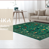 Ultra Soft Area Rug, Non Slip, Stain Resistant, Washable Area Rugs for Living Room, Bedroom, Elegant Distinctive Insect Pattern(Green)