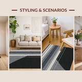 Ultra Soft Area Rug, Non Slip, Stain Resistant, Washable Area Rugs for Living Room, Bedroom, Classic Pinstripe Graphic Rug Showcasing Sleek Alternating Linework Motif(Gray)