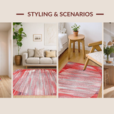 Ultra Soft Area Rug, Non Slip, Stain Resistant, Washable Area Rugs for Living Room, Bedroom, Chic Abstract Circular Arrangement(Red)