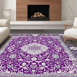 Ultra Soft Area Rug, Non Slip, Stain Resistant, Washable Area Rugs for Living Room, Bedroom, Intricate Classic Medallion Style(Purple)