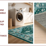 Ultra Soft Area Rug, Non Slip, Stain Resistant, Washable Area Rugs for Living Room, Bedroom, Serene Light Blue Abstract Design(Green)